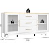 56" Buffet Server with Fluted Glass Doors & Gold Handles, Adjustable Shelf Storage Cabinet | Multi-Functional Console Table for Dining Room & Kitchen - 2 of 4