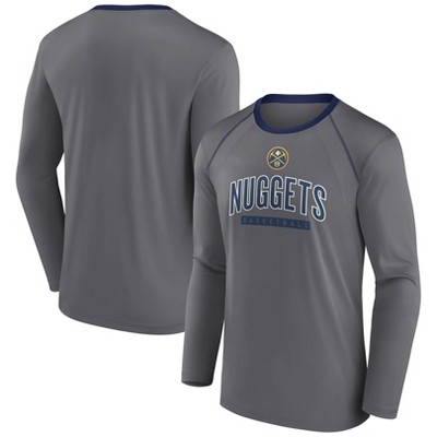 NBA Denver Nuggets Men's Long Sleeve Gray Pick and Roll Poly Performance T-Shirt