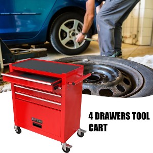 Ridstar 26 in. H Multifunctional 4-Drawer Tool Storage Cabinet with Wheels-Red - 1 of 4