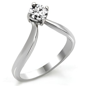 Slickblue Women's Clear CZ Round Engagement Ring - 5mm, Polished Stainless Steel, Midi, Solitaire, Promise, Size 5-10 - 1 of 4
