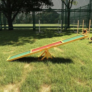 LAOTIES 71" Wooden Dog Agility Seesaw,Outdoor Pet Balance Ramp for Small to Large Dogs,Weather Resistant Dog Obedience Equipment - 1 of 4