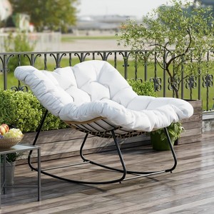 PAKASEPT Reclining Rocking Chair, Patio Rocking Chair With Cushions for Living Room, Porch Backyard - 1 of 4