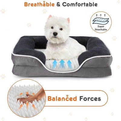 MyDepot Square Pet Bed Waterproof Memory Foam Pet Bed with Side Panels, Washable and Removable Cover, Non-Slip Base