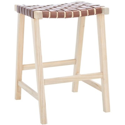 Abreu Airy Contemporary Cognac Leather Counter Stool