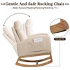 Rocking Chair Nursery with Headrest, Linen Upholstered Glider Rocking Chair with Rubber Wood Legs - 4 of 4