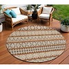 Chocolate And Taupe Quatrefoil Washable Indoor Outdoor Area Rug - 2 of 4