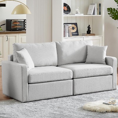 Vipbear 80" Loveseat Sofa Couch Modern Comfy Couch with Deep Seat Spring Cushion, Solid Wood Frame, Removable Cover,Blue/Dark Gray/Light Gray/Beige