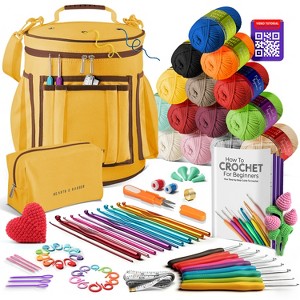Hearth & Harbor Crochet Kit for Beginners Adults and Kids, Amigurumi and Crocheting Kit with Soft Yarn and Sage Green Crochet Bag - 1 of 4