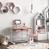 Qaba Kids Desk and Chair Set, Height Adjustable Study Desk and Chair Set with Tilt Desktop & Storage for Writing Reading and Drawing - 2 of 4