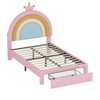 NicBex Twin/Full Upholstered Bed Frame with Rainbow Design Headboard for Kids,Velvet Princess Platform Bed with Storage Drawer,No Box Spring Needed - 3 of 4