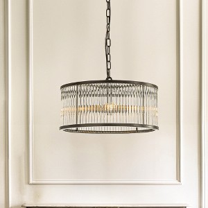 ALOADECOR Modern Glam Glass Drum Chandelier Contemporary Hanging Light For Living Room Entryway Bedroom - 1 of 4