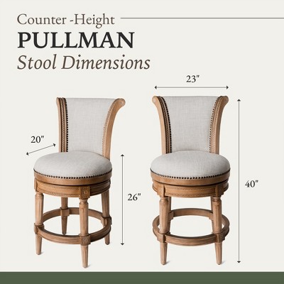 Weathered Oak Swivel Kitchen Stools with Upholstered Seats, Set of 2