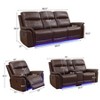 Tribesigns Breathing Leather Recliner Sofa with Adjustable Angle, Storage, Wireless Charger & LED Lighting, Reddish Brown for Living Room. - 3 of 4