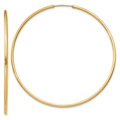 Black Bow Jewelry 1.5mm x 57mm 14k Yellow Gold Polished Round Endless Hoop Earrings