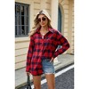 Fall Shacket Plaid Button Down Ripped Flannel Shirt Jackets Ripped Textured Plaid Jakcets Fall Winter Outwear Coats - 3 of 4
