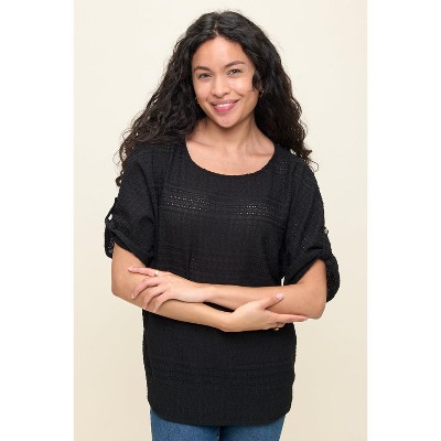WEST K Women's Cora Dolman Sleeve Crochet-Inspired Blouse