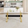 CENGHU Modern Tempered Glass Rectangular Dining Table, Tea Table, Coffee Table with Silver Plated Metal Legs and MDF Crossbars, for Home, Office - 2 of 4
