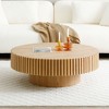 NicBex Round Fluted Coffee Table for Living Room,Modern Handcraft Drum Center Table,Circle Wooden End Table - 2 of 4