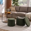FONTOI Multi-functional Ottoman Set of 3 with Storage Space, Round Foot Stool, End Table for Living Room Bedroom, Green, 23.62"*20.08"*23.62" - 2 of 4