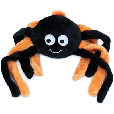 ZippyPaws Plush Grunterz Dog Toy, Stuffed Chew Toy with Grunter Squeaker, Orange Spider