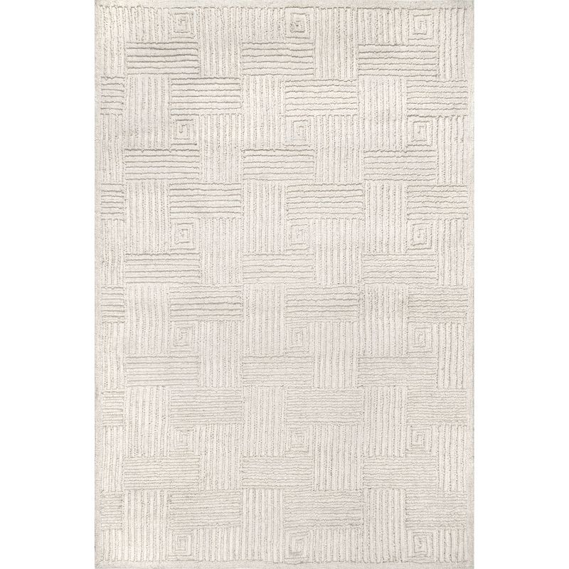 nuLOOM Mallory Hand Hooked Wool Geometric High Low Textured Area Rug, 1 of 11