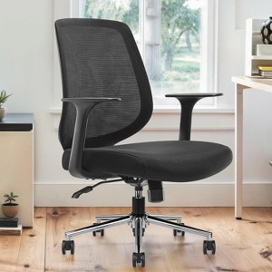 Lirago Ergonomic Office Chair Mesh Computer Chair with Adjustable Height and Armrests Home Study Desk Chair for Bedroom Office Black - 1 of 4