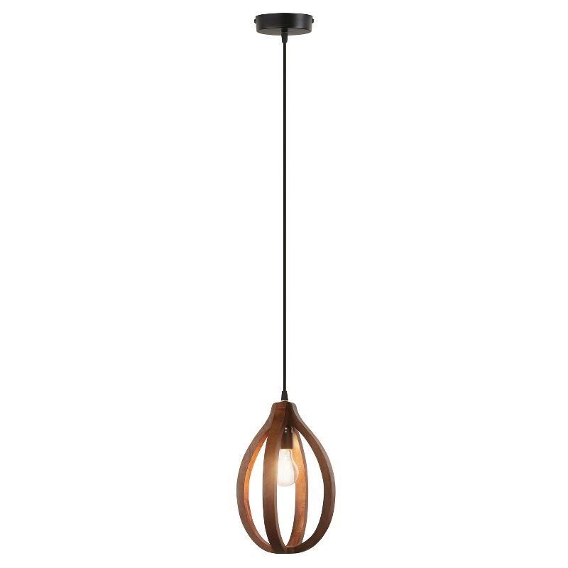 River of Goods Amore 1-Light Brown Pendant Light with Mango Wood Cage Shade, 1 of 10