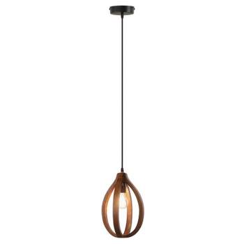 River of Goods Amore 1-Light Brown Pendant Light with Mango Wood Cage Shade