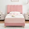 Twin Upholstered Platform Bed Frame with Wave Headboard, Wood Slats, No Box Spring Needed, for Kids or Teens - 2 of 4