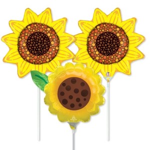 LoonBalloon 14 Inch Sunflower Stick Value Pack Balloons (16 Pack) - Pre-Inflated - 1 of 3
