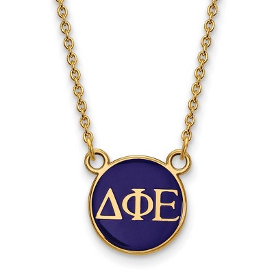 Black Bow Jewelry 14k Yellow Gold Plated Sterling Silver Delta Phi Epsilon Greek Life Necklace 18 Inch