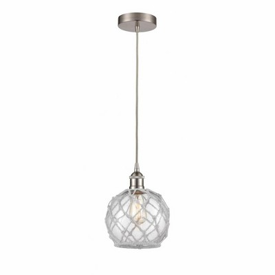 Farmhouse Rope - 1 Light Cord Hung Mini Pendant In Industrial Style-10.75 Inches Tall and 8 Inches Wide