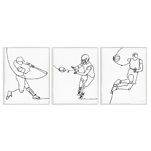 Stupell Industries Simple Line Doodle Playing Sports, 16" x 20" - 1 of 4