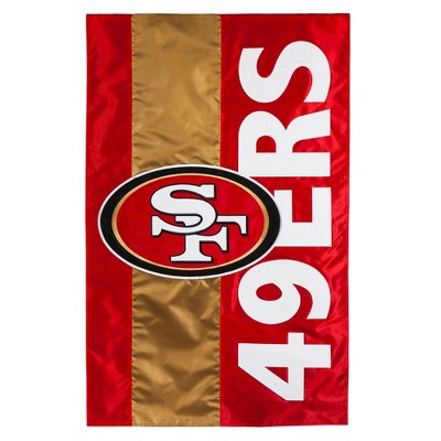 Team Sports America San Francisco 49ers Outdoor Safe Double-Sided Embroidered Logo Applique Garden Flag, 12.5 x 18 inche