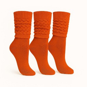Women’s Slouch Socks Cotton Slouchy Knee-High Boot Socks 3 Pairs Scrunch Breathable Extra Long All-Season Comfort - 1 of 4