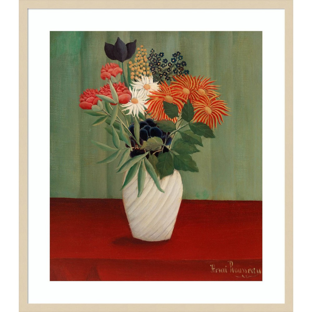 Photos - Other Decoration Amanti Art 29"x33" Bouquet De Fleurs by Henri Rousseau Wood Framed Wall Art Print: Modern Botanical Lithograph, Hardwood Fra