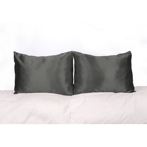 Morning Glamour Standard Satin Solid Pillowcase Set Charcoal