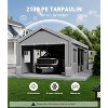 Carport Replacement Canopy Cover - Waterproof, UV-Resistant & Wind-Resistant 220G PE Fabric - Gray (Cover ONLY, Frame NOT Included) - 3 of 4