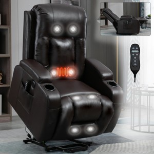 Infinite Position Power Lift Recliner Chair with Massage Heat & USB Cup Holders, PU Leather Heavy Duty Recliner for Elderly-3irtyhousy - 1 of 4