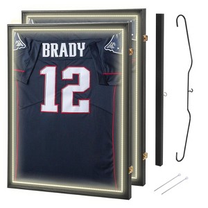 MUKE LED Sports Jersey Display Case, Lockable Shadow Box with UV-Resistant Acrylic, Wall Mount Frame for Football, Basketball, Baseball - 1 of 4
