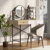 Gulches 40" White+ Light Brown Vanity Tables Desk with Adjustable Mirror Wireless Charging - 2 of 4