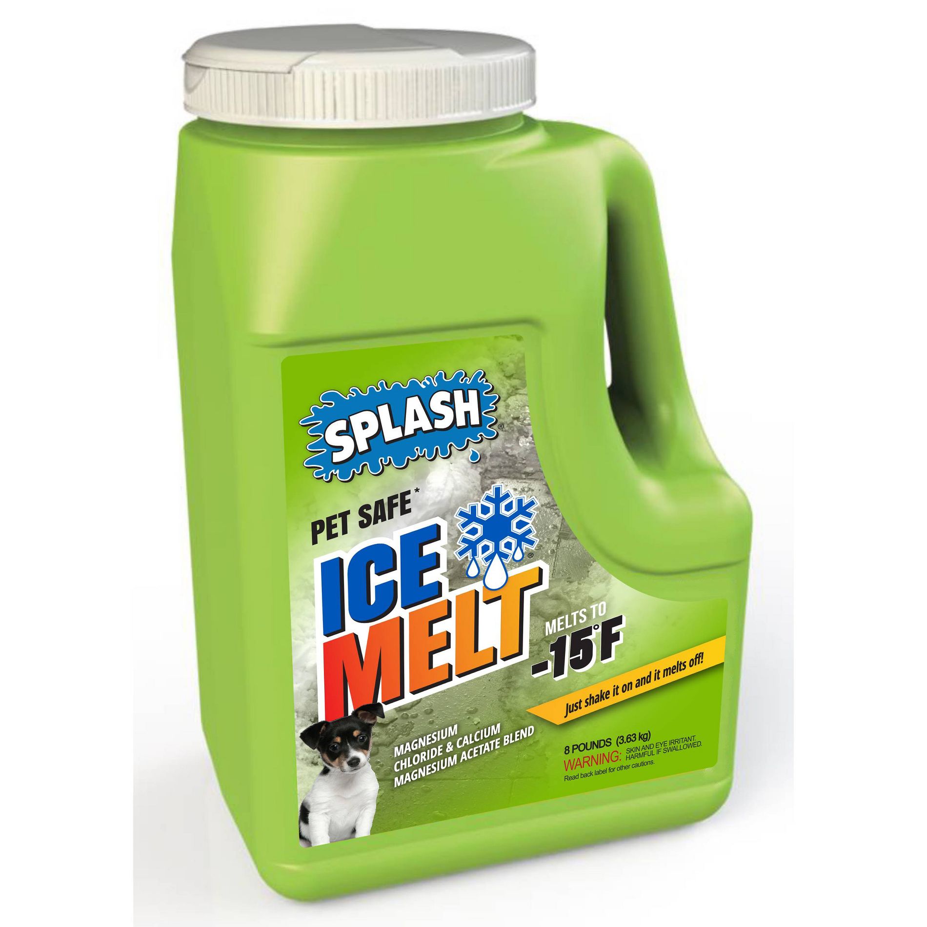 SPLASH 8lbs Pet Safe Ice Melt Jug: Outdoor Calcium & Magnesium Chloride Formula, Safe for Pets