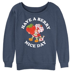 Juniors Womens Strawberry Shortcake Berry Nice Day Greeting Sweatshirt - 1 of 4