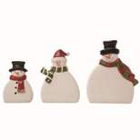 Transpac Ceramic White Christmas Slim Snowman Decor Set of 3