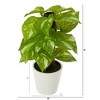 Nearly Natural 9-in Pothos Artificial Plant in White Planter (Real Touch) - 2 of 4