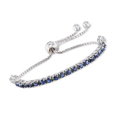 Ross-Simons 2.05 ct. t.w. Sapphire Bolo Bracelet With White Zircon Accents in Sterling Silver Size