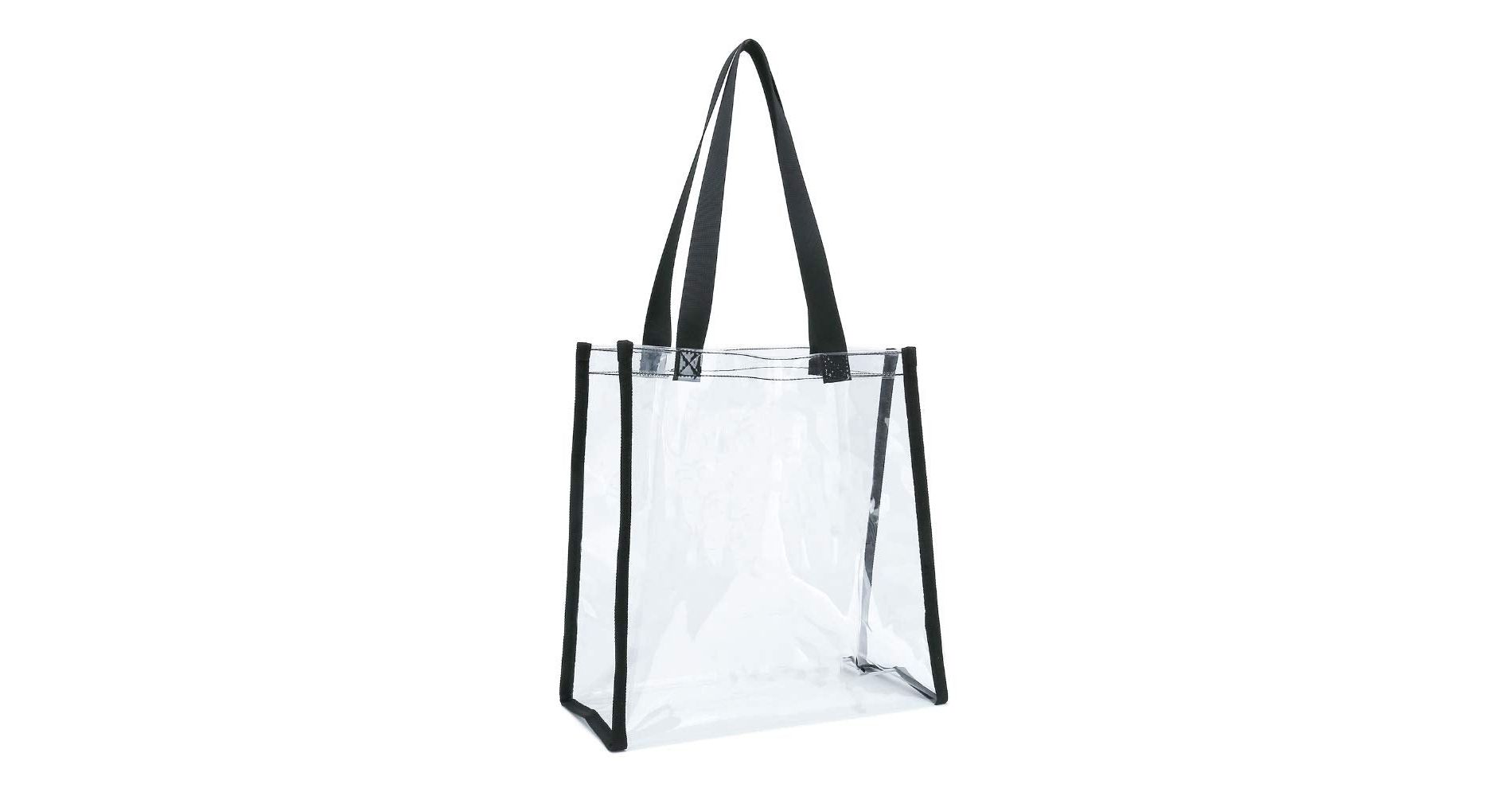 K-Cliffs 12" Clear Tote Simple Transparent Grocery Bag Basic Stadium Approved Handbag See Through Event Lunch Bags