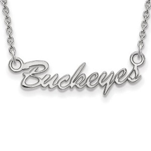 Black Bow Jewelry 10k White Gold Ohio State Buckeyes NCAA Necklace 18 Inch - 1 of 4