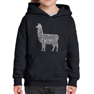 LA Pop Art Girl's Word Art Hooded Sweatshirt - Llama Mama - 1 of 4
