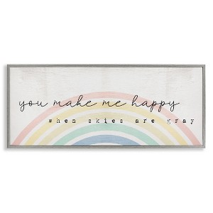 Stupell Industries Happy Phrase Rustic Rainbow Framed Giclee Art, Gray, 30" x 13" - 1 of 4